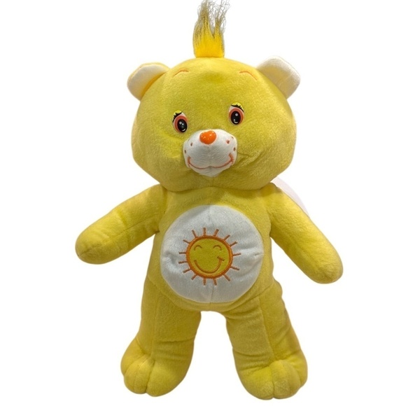 2004 Funshine Bear Care Bears Plush – 13” Yellow with Sun Belly Badge - Picture 1 of 3
